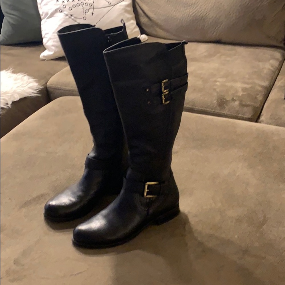 Naturalizer Wide Calf Black Leather Boots